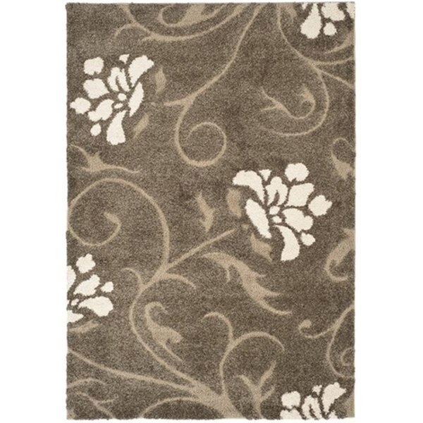 Florida Shag Power Loomed Runner Rug- Smoke - Beige- 2 ft. 3 in. x 11 ft., Safavieh, Mfr#: SG464-7913-211